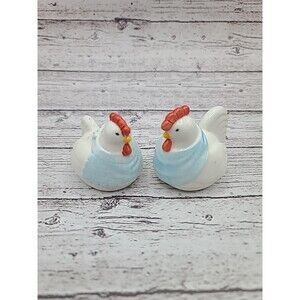 Josef Originals Salt & Pepper Shakers Rooster And Hen Ceramic Figures Korea